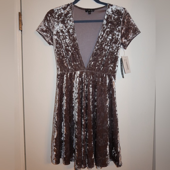 C Dresses & Skirts - C Brown Velvet Backless Dress